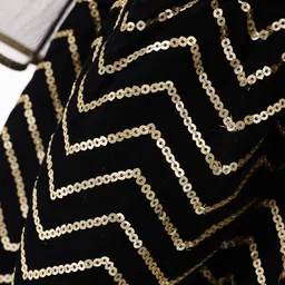 Earthy Touch Velvet Full Sleeves Kurta Gharara Set with Dupatta - Black image 5