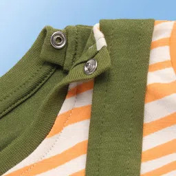 Babyoye 100% Cotton With Eco Jiva Finish Knit Full Sleeves Rompers With Bear Patch Applique - Multicolour image 5