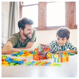 Domenico Domino Train Toy with Blocks Set for Kids Educational Game with Light & Sound Stacking Toy for 3-7 Year Old Toys for Kids (Battery Included) 40 Pieces image 5
