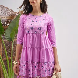 Vishudh Embellished Embroidered Fit & Flare Dress-picture-33