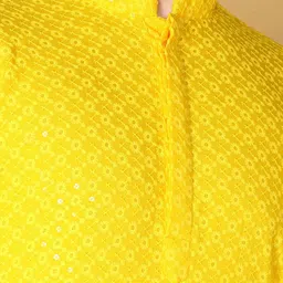 ETHNICSUTRA Embroidered Mandarin Collar Chikankari Cotton Straight Kurta image 3