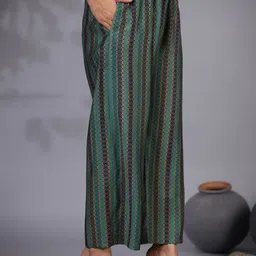 Anni Designer Abstract Printed Mandarin Collar Straight Top with Palazzo Co-Ords image 4