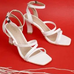Iconics Women's White Ankle Strap Sandals-image-67