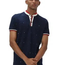 Mufti Navy Slim Fit Printed Cotton T-Shirt-picture-16