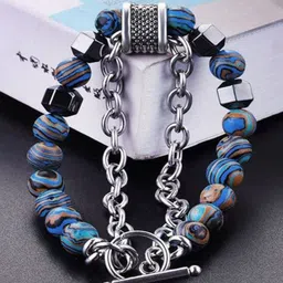 P. R. PRINTS Unisex Artificial Stones Cuff Bracelet-picture-27