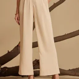 Kazo Beige Polyester Relaxed Fit Casual Trousers-picture-46