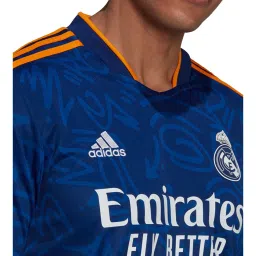 adidas Blue Mandarin Collar T-Shirt image 4