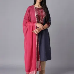 W Pink Plain Dupatta image 2