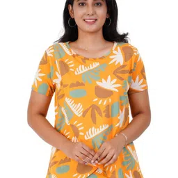 Modest Materna Women Floral Printed Round Neck Cotton Relaxed Fit T-shirt-picture-11