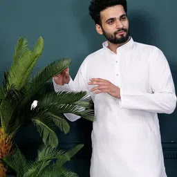 AWM Men Cotton Solid A-Line Kurta image 4