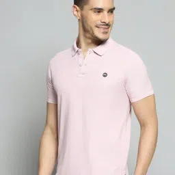 Cloak & Decker by Monte Carlo Pink Cotton Blend Regular Fit Solid Polo T-Shirt image 4