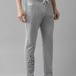 Hubberholme Grey Slim Fit Printed Trackpants image 3