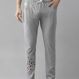 Hubberholme Grey Slim Fit Printed Trackpants image 1