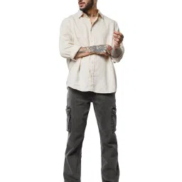The Souled Store Grey Straight Fit Cargo Jeans image 5
