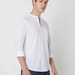 R&B White Cotton Slim Fit Shirt image 4