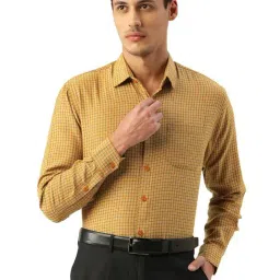 Jainish Mustard Cotton Regular Fit Checks Shirt-picture-21