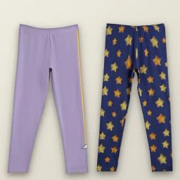 XY Life Kids Purple & Navy Cotton Relaxed Fit Leggings (Pack of 2)-picture-4