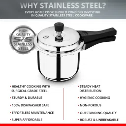 Bergner Sorrento Silver Stainless Steel Induction Base Pressure Cooker with Outer Lid (5 L) image 5