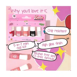 MyGlamm Popxo Mini Nail Kit - BESTIE-Pretty Peach, Old S-cool, Cherry-ish You, Midnight Bae, Buddy Forever-15ml image 4