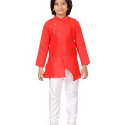Aarika Kids Red & White Straight Fit Full Sleeves Kurta Set-picture-19