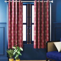 Bianca ANTELLIA GLITTER Maroon Polyester 5 Ft. Window Curtain - Set of 2-picture-31