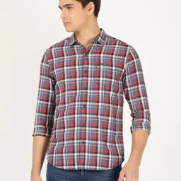 Wrangler Blue & Orange Cotton Regular Fit Checks Shirt-picture-32