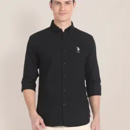 U.S. Polo Assn. Black Regular Fit Cotton Shirt-image-88