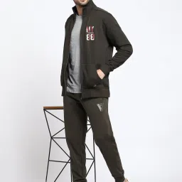 Van Heusen Regular Fit Zip Front Full Sleeve Solid Sweatshirt - Moss Green image 5