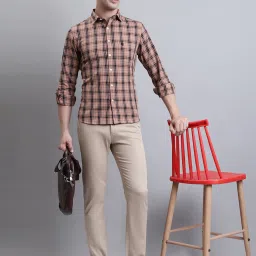 Cantabil Brown Regular Fit Check Shirt image 5