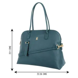 Baggit Teal PVC Solid Bowler Handbag image 5