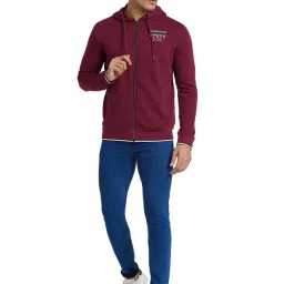 Being Human Red Cotton Regular Fit Printed Hooded Sweatshirt image 5