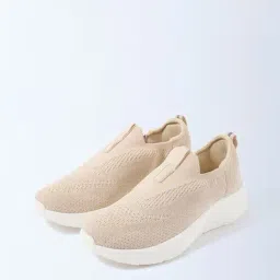 LUNA BLU by Westside Ivory Knit-Textured Slip-On Shoes image 2