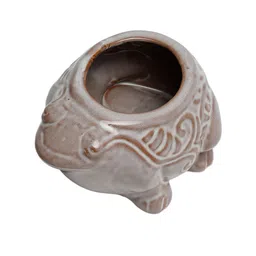 Fabindia White & Beige Ceramic Jeevi Embossed Planter image 2
