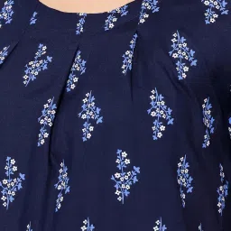 Clovia Navy Floral Print Nighty image 5