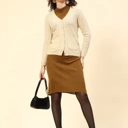 Monte Carlo Beige Self Design Cardigan image 5