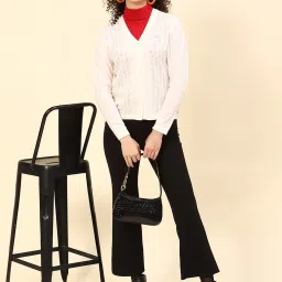 Monte Carlo Off White Self Design Cardigan image 5