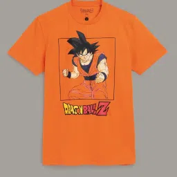 Free Authority Orange Cotton Regular Fit Dragon Ball Z Printed T-Shirt image 5