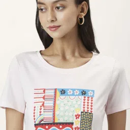 Honey by Pantaloons Pink Cotton Printed T-Shirt image 5