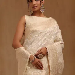 Soch Beige Linen Woven Design Saree With Unstitched Blouse Piece-picture-29