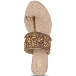 Metro Women's Antique Gold Toe Ring Wedges image 4