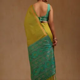 Soch Green Solid Saree With Unstitched Blouse Piece image 2