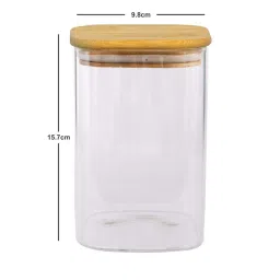 Goodhomes Transparent & Brown Glass Storage Jar with Lid (1.2 L) - Set of 3 image 3