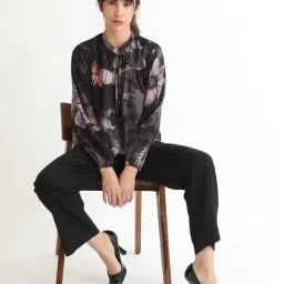 RAREISM Black Blended Printed Long Sleeves Top image 5