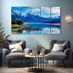 The Castle Decor Blue 5 Piece Wood Other Wall Paintings-image-78