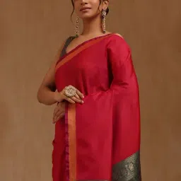 Soch Pink Solid Saree With Unstitched Blouse Piece-image-84