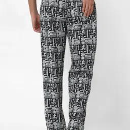 UnderJeans by Spykar Black & White Printed Pyjamas image 2