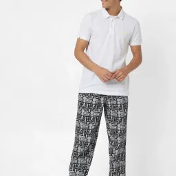UnderJeans by Spykar Black & White Printed Pyjamas image 5