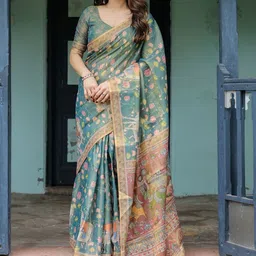 ALMAARI FASHION Ethnic Motifs Printed Pure Cotton Kanjeevaram Saree-picture-31