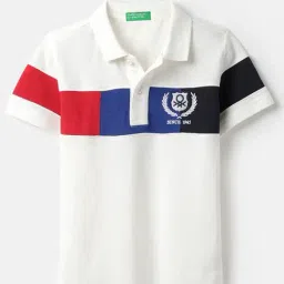 United Colors of Benetton Boys Off White Pure Cotton Color Blocked T-Shirt-picture-39