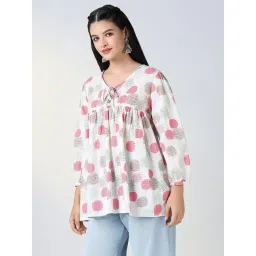 SHOWOFFFF White Regular Fit Printed Kurti image 3